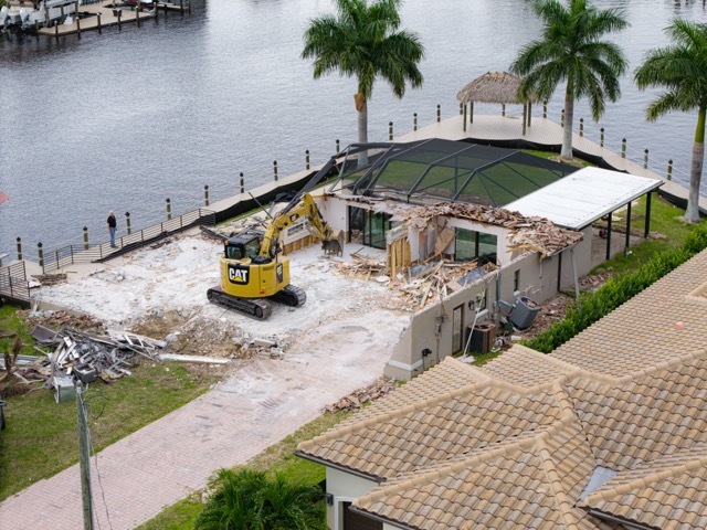 Aerial shot of a demolition site under development